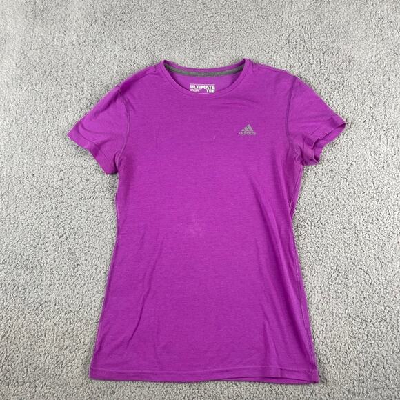 Adidas Women's Small Purple Running Polyester Cotton Short Sleeve Ultimate Tee - Picture 1 of 7